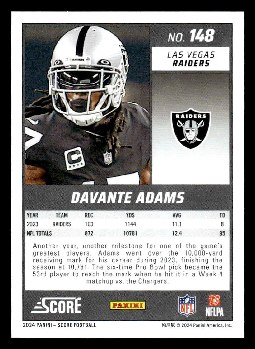 2024 Score #148 Davante Adams Las Vegas Raiders - Football Card Single