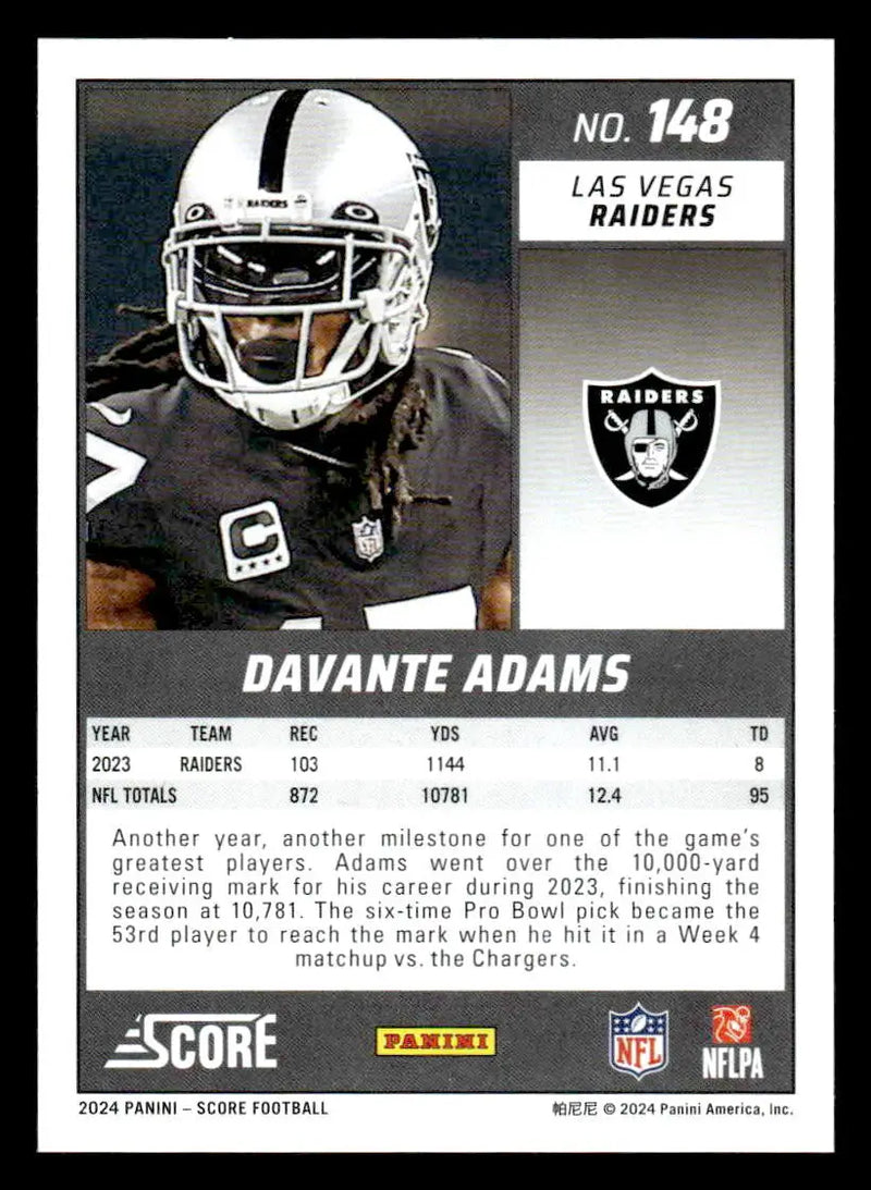 2024 Score #148 Davante Adams Las Vegas Raiders - Football Card Single