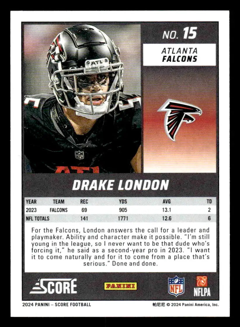 2024 Score #15 Drake London - Football Card Single