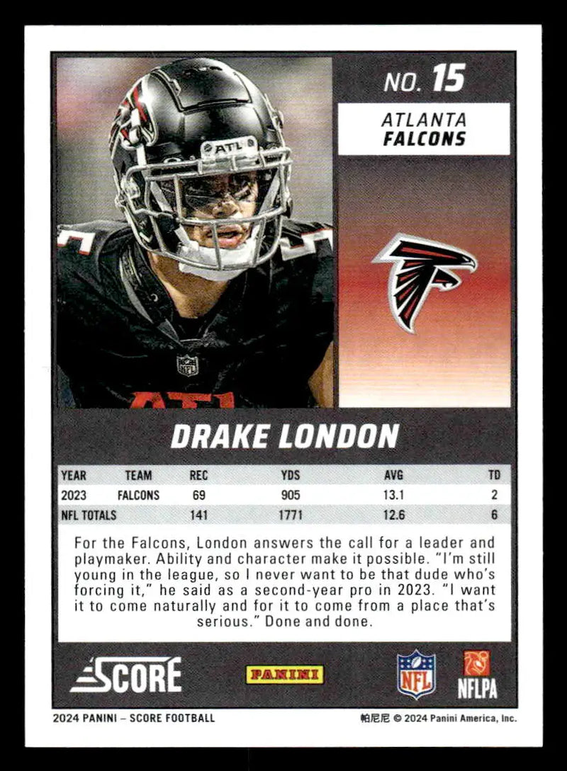 2024 Score #15 Drake London - Football Card Single