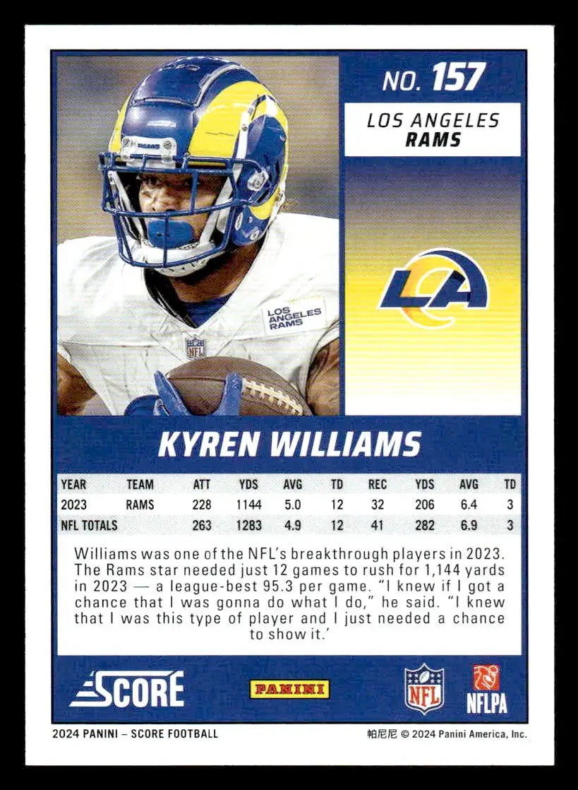 2024 Score #157 Kyren Williams - Football Card Single