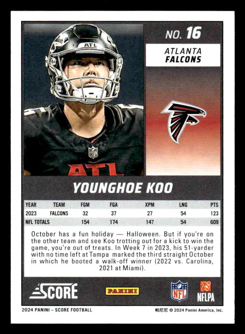 2024 Score #16 Younghoe Koo - Football Card Single