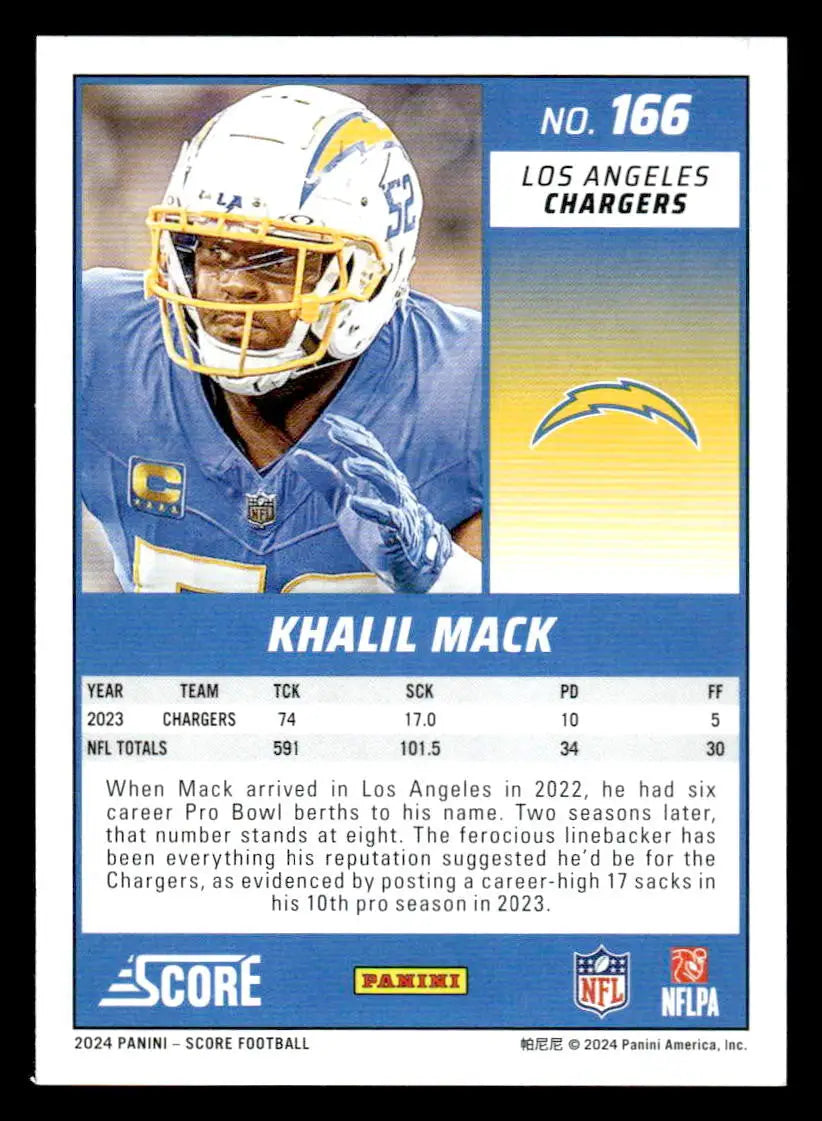 2024 Score #166 Khalil Mack - Football Card Single