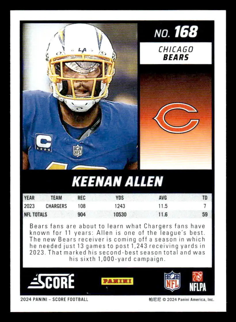2024 Score #168 Keenan Allen - Football Card Single