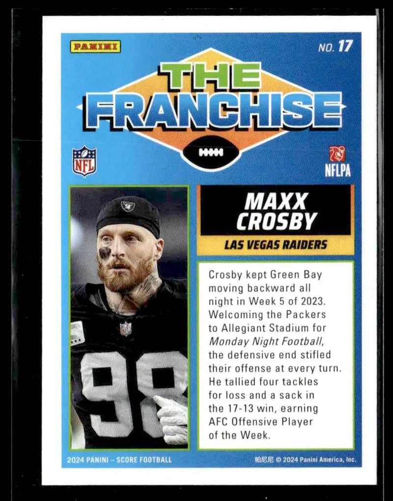 2024 Score #17 Maxx Crosby The Franchise - Football Card Single