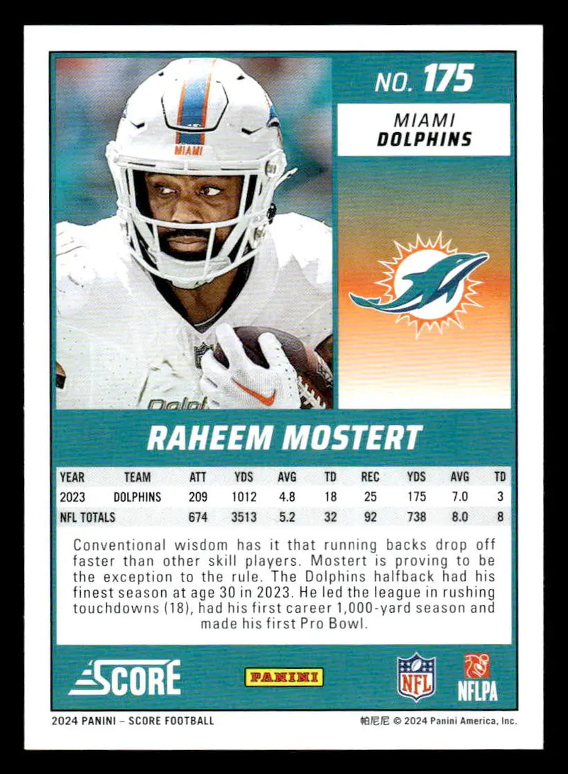 2024 Score #175 Raheem Mostert Miami Dolphins - Football Card Single