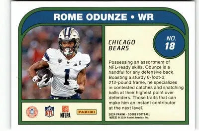 2024 Score #18 Rome Odunze Protential - Football Card Single