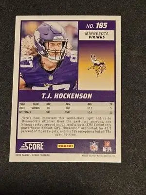 2024 Score #185 T.J. Hockenson Green - Football Card Single
