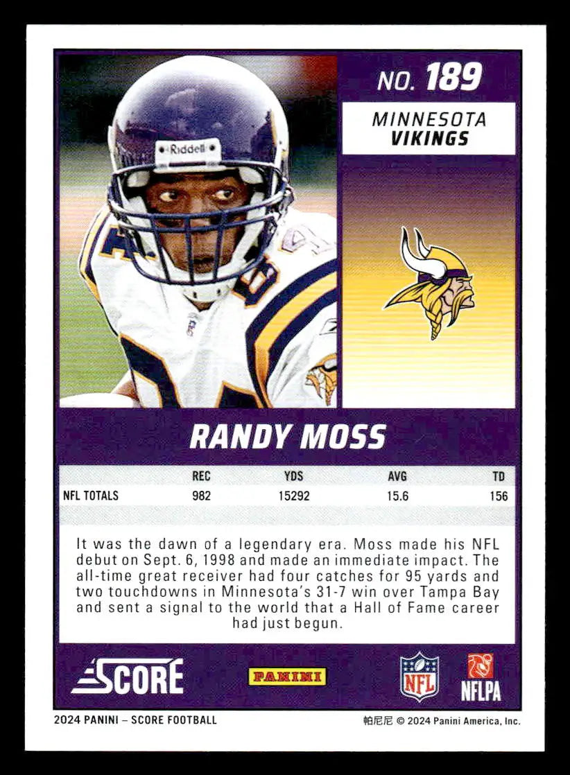 2024 Score #189 Randy Moss - Football Card Single