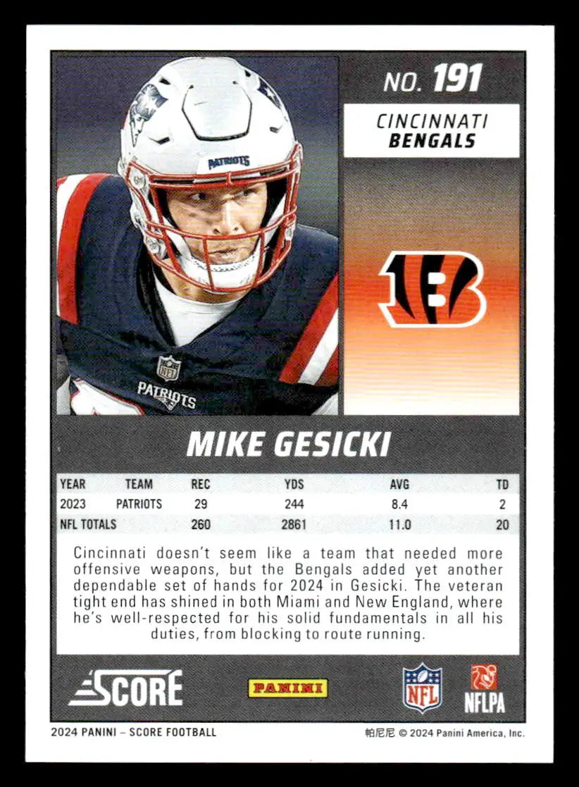 2024 Score #191 Mike Gesicki - Football Card Single