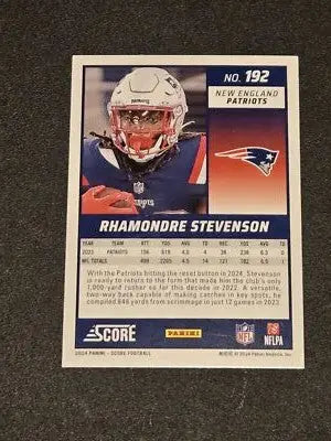 2024 Score #192 Rhamondre Stevenson Red - Football Card Single