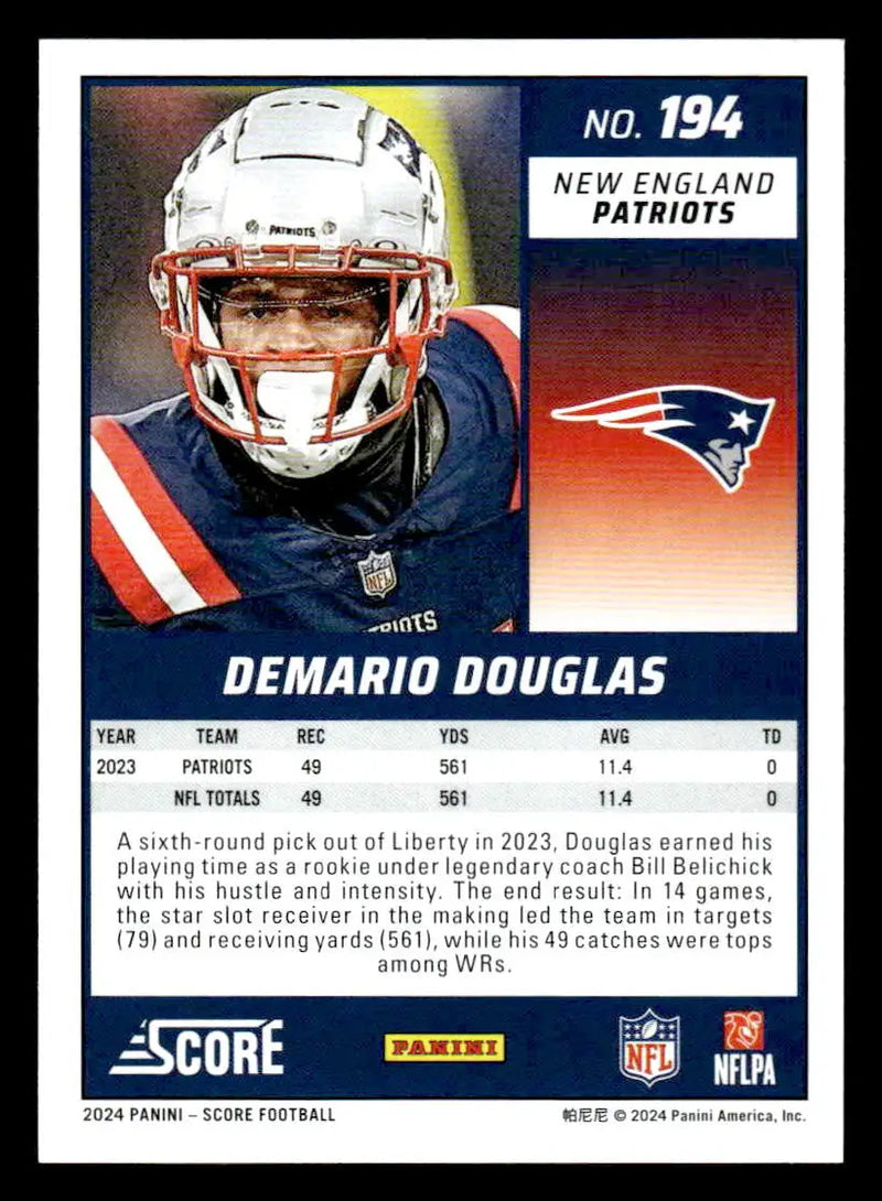 2024 Score #194 Demario Douglas - Football Card Single