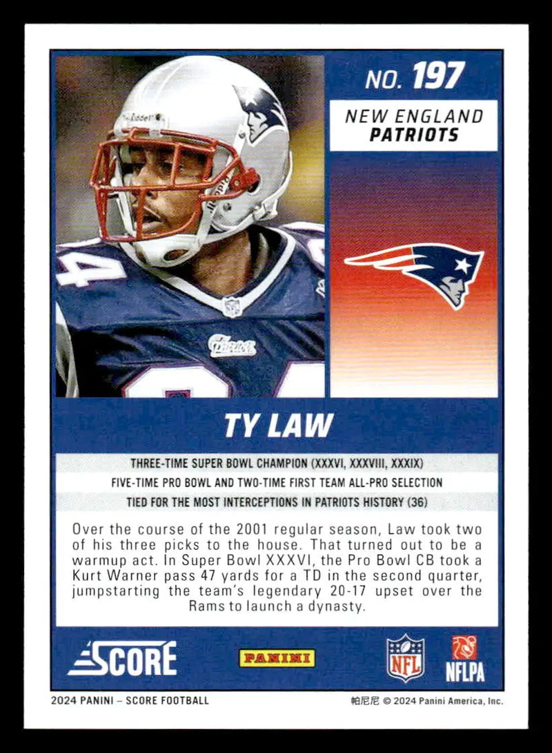 2024 Score #197 Ty Law - Football Card Single