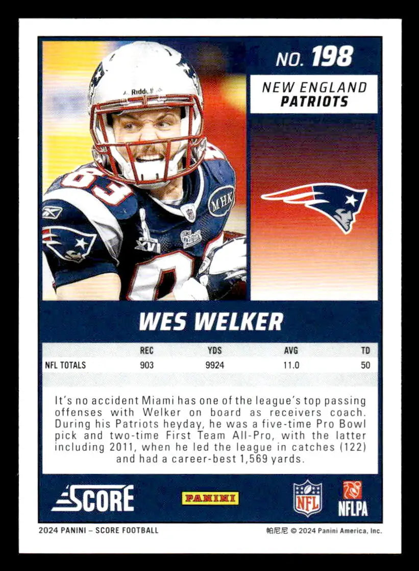 2024 Score #198 Wes Welker - Football Card Single