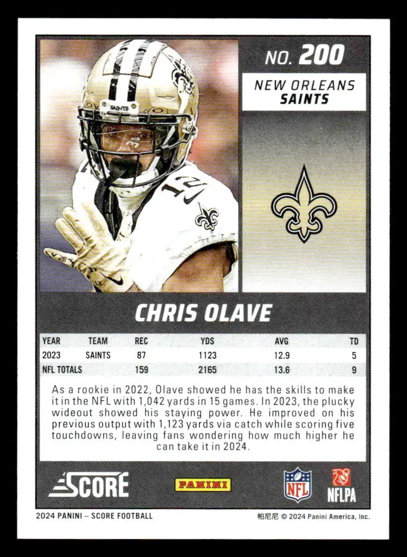 2024 Score #200 Chris Olave - Football Card Single