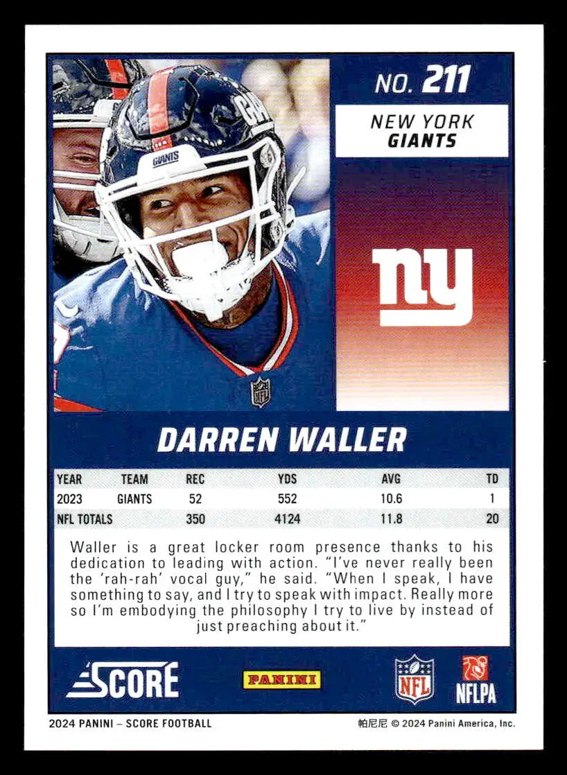 2024 Score #211 Darren Waller New York Giants - Football Card Single