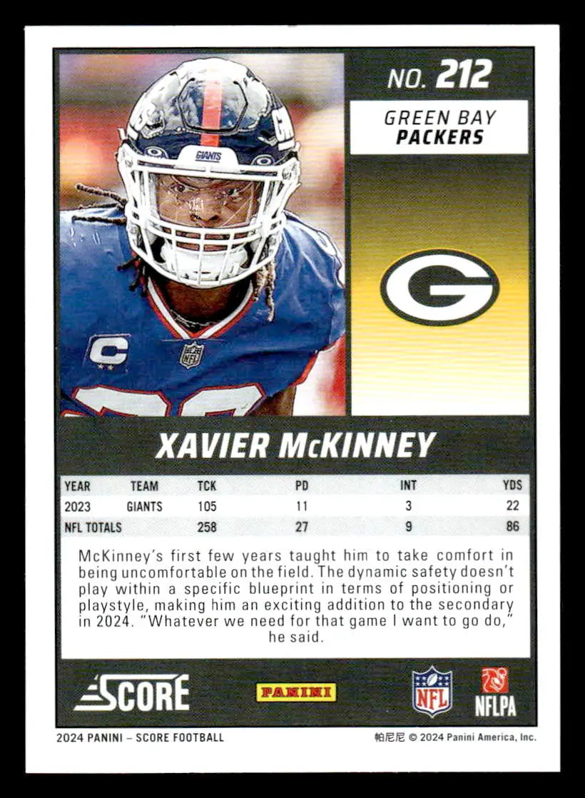 2024 Score #212 Xavier McKinney - Football Card Single