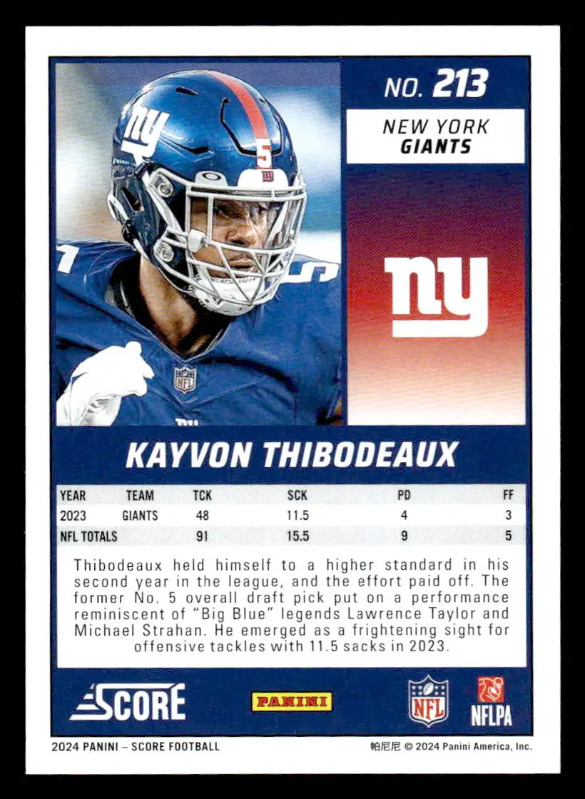 2024 Score #213 Kayvon Thibodeaux - Football Card Single