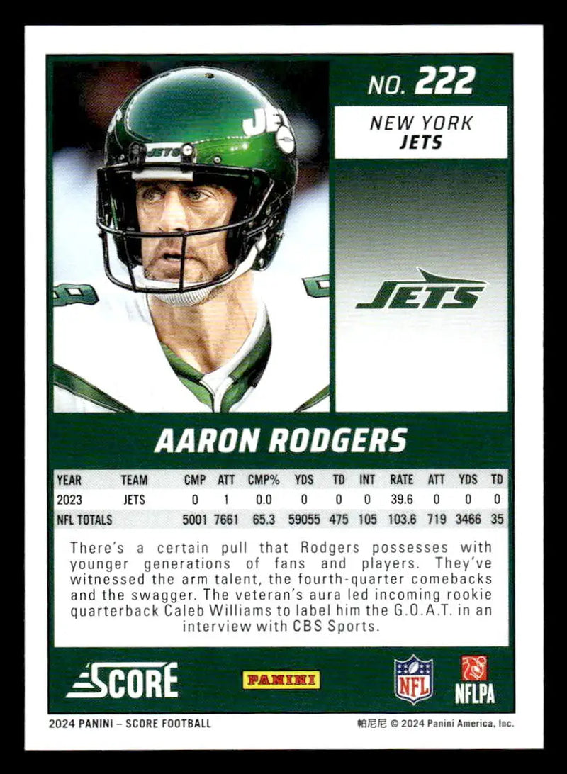 2024 Score #222 Aaron Rodgers - Football Card Single