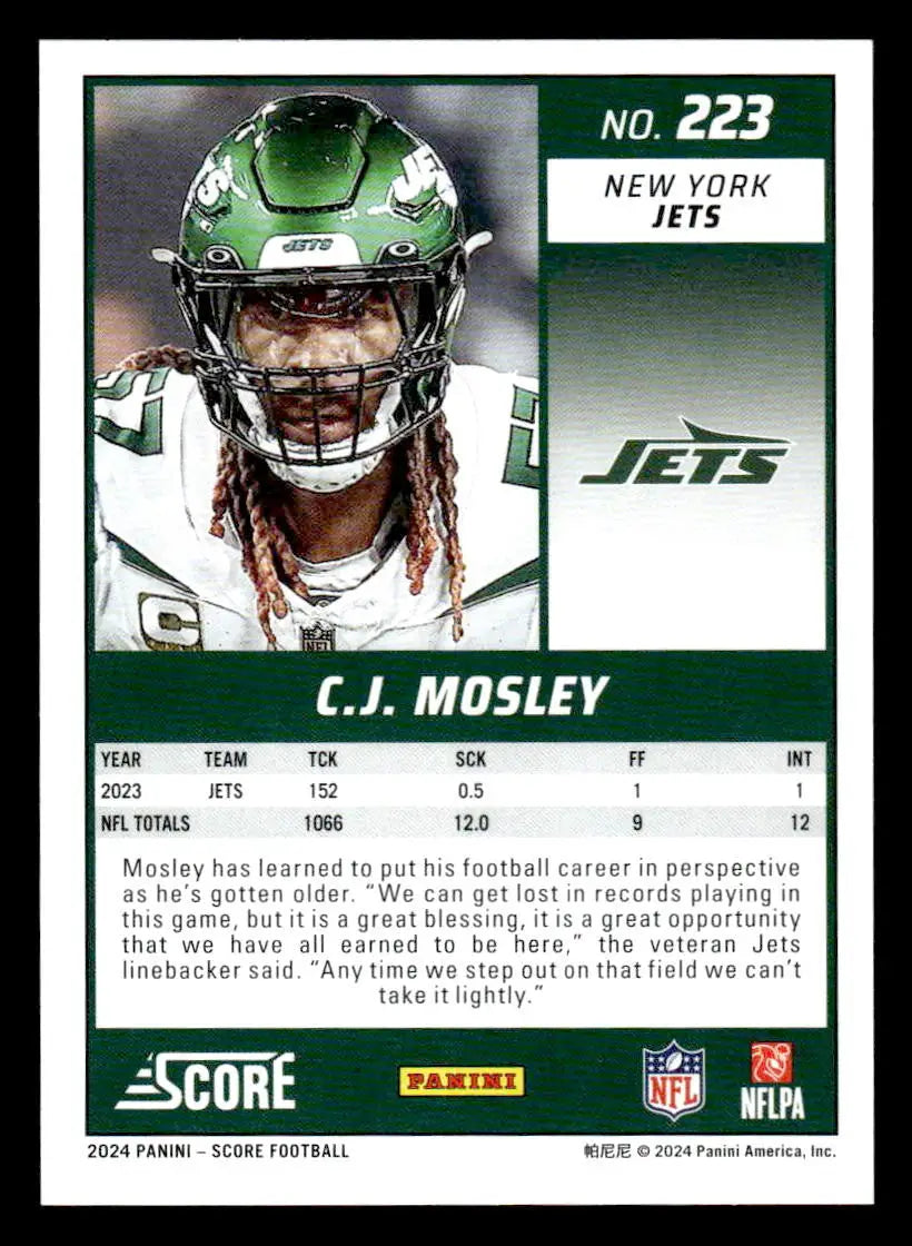 2024 Score #223 C.J. Mosley - Football Card Single