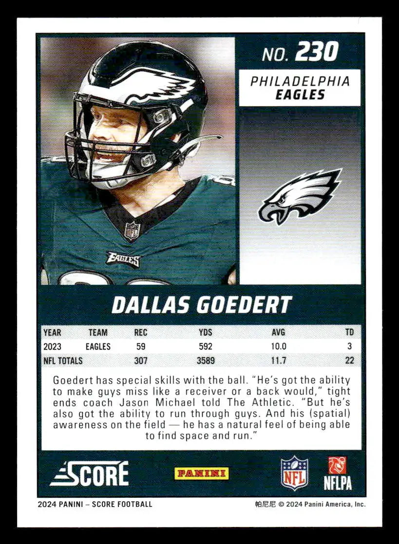 2024 Score #230 Dallas Goedert - Football Card Single