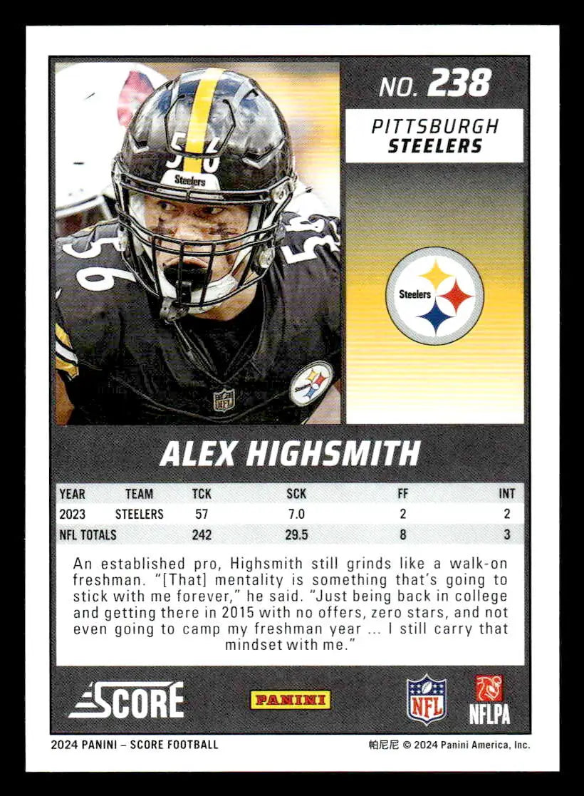 2024 Score #238 Alex Highsmith - Football Card Single