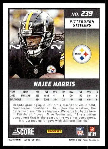 Original gloss Najee Harris football card featuring Mint Steelers ID 75900