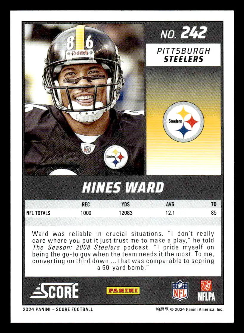 2024 Score #242 Hines Ward Scorecard - Football Card Single