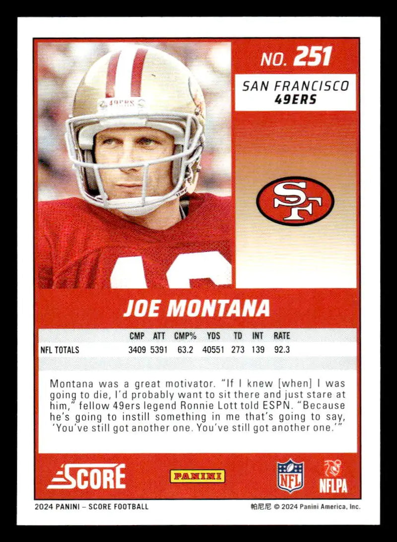 2024 Score #251 Joe Montana - Football Card Single