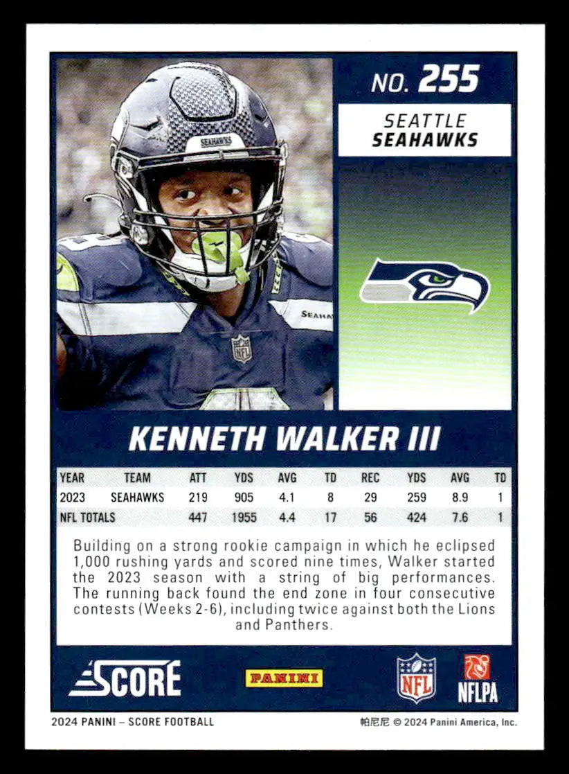2024 Score #255 Kenneth Walker III - Football Card Single
