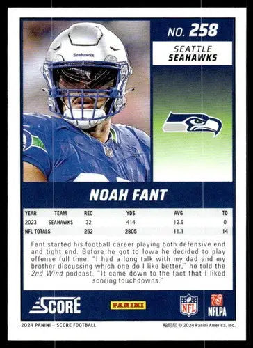 2024 Score #258 Noah Fant NM Near Mint Seahawks ID:75916 - Football Card Single