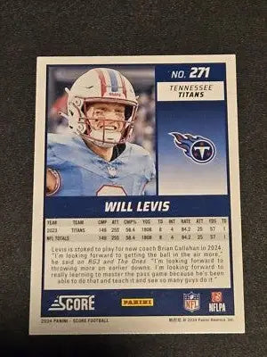 2024 Score #271 Will Levis Green - Football Card Single