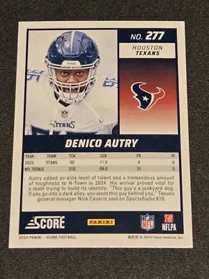 2024 Score #277 Denico Autry Red - Football Card Single