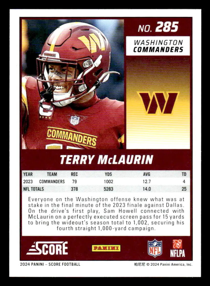 2024 Score #285 Terry McLaurin - Football Card Single