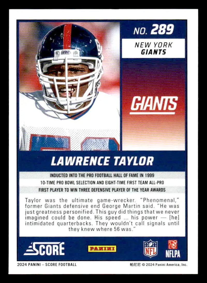 2024 Score #289 Lawrence Taylor - Football Card Single