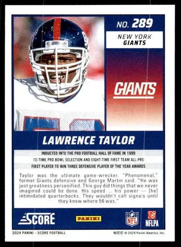 Original gloss Lawrence Taylor football card 2024 Score NM Near Mint NY Giants