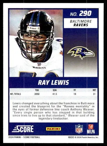 2024 Score #290 Ray Lewis NM Near Mint Ravens ID:75945 - Football Card Single