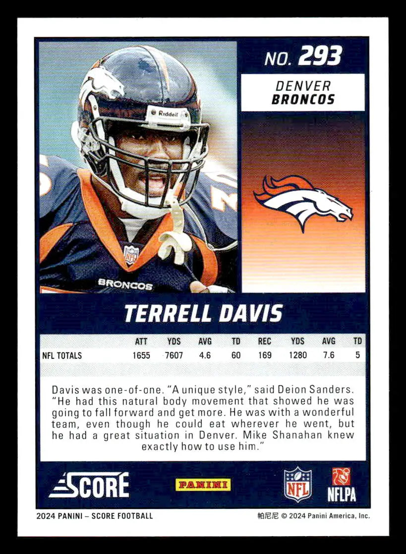 2024 Score #293 Terrell Davis - Football Card Single