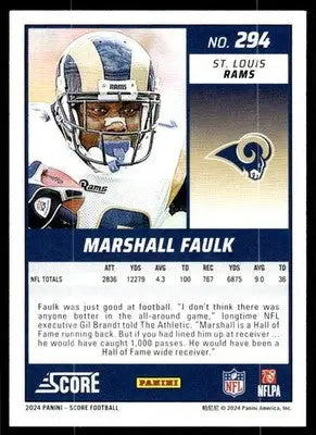 2024 Score #294 Marshall Faulk NM Near Mint Rams ID:75948 ID:75948 - Football Card Single