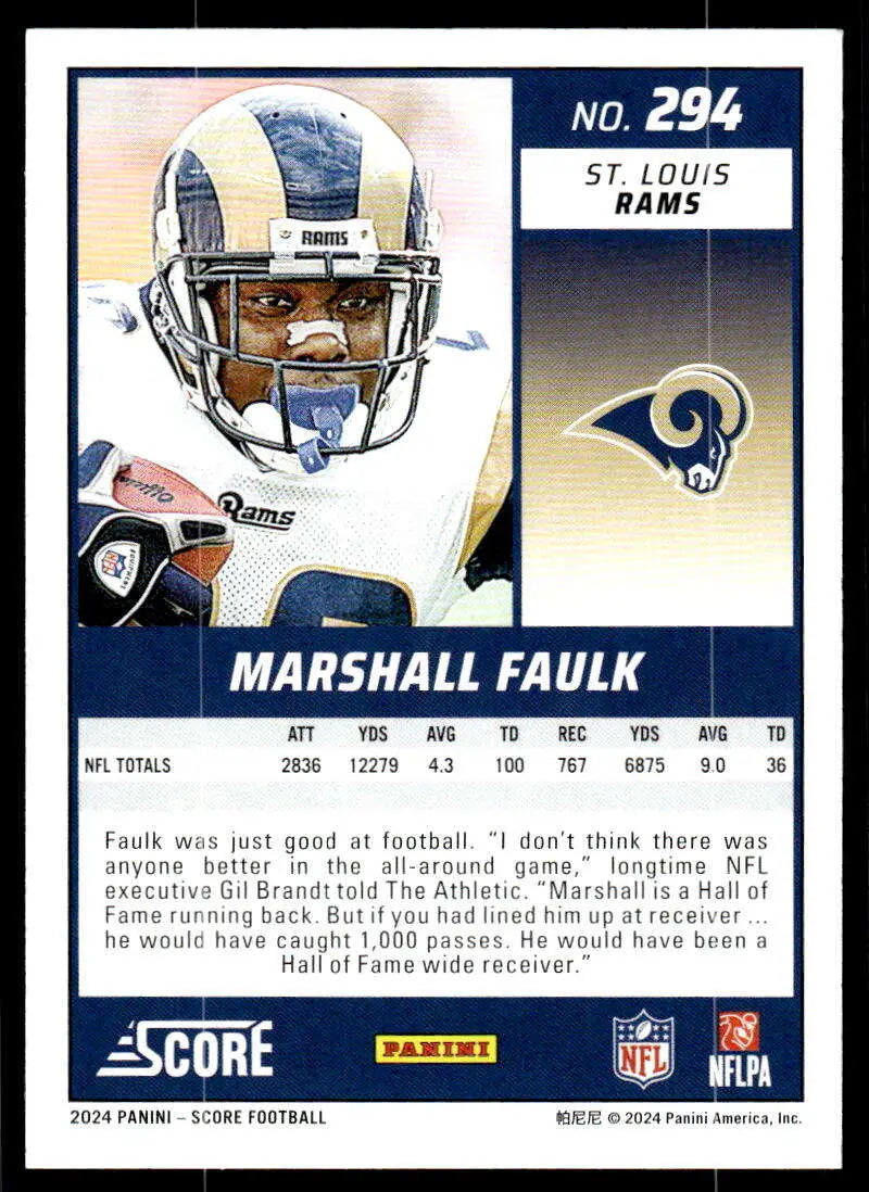 2024 Score #294 Marshall Faulk NM Near Mint Rams ID:75948 ID:75948 - Football Card Single