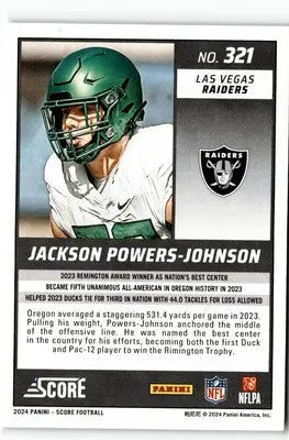 2024 Score #321 Jackson Powers-Johnson - Football Card Single