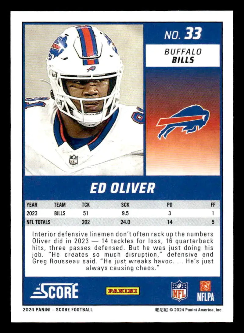2024 Score #33 Ed Oliver - Football Card Single