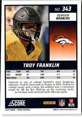 2024 Score #343 Troy Franklin - Football Card Single