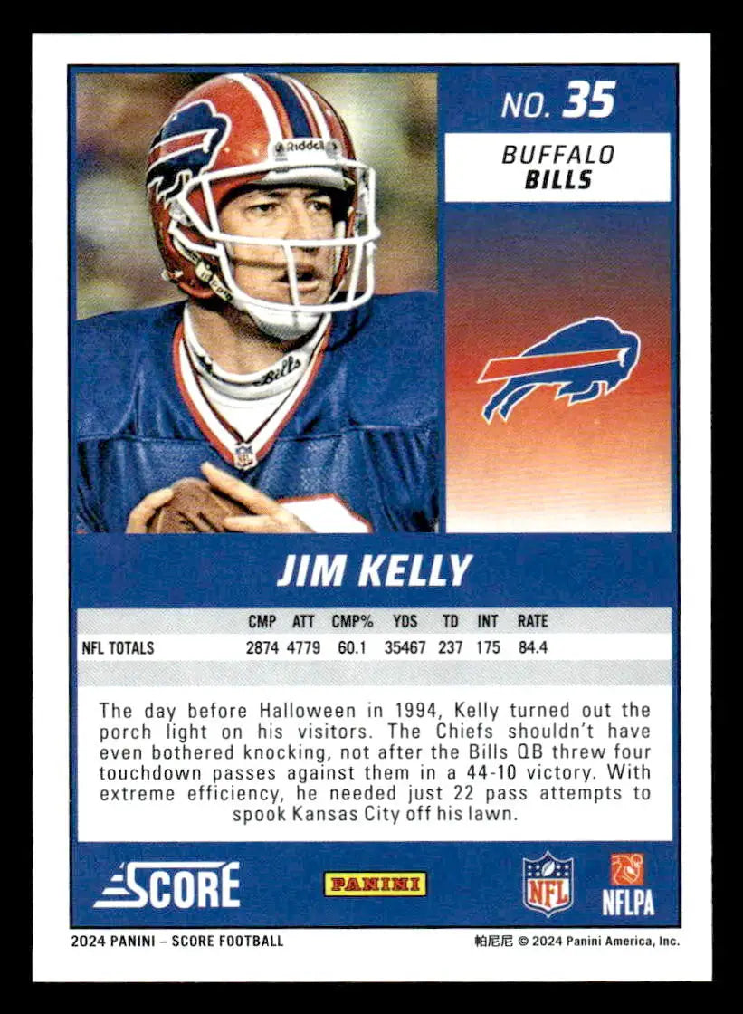 2024 Score #35 Jim Kelly - Football Card Single