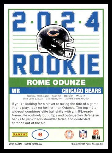 Rome Odunze rookie football card from 2024 Score 35th Anniversary series