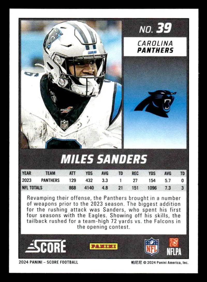 2024 Score #39 Miles Sanders - Football Card Single
