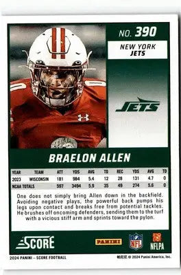 2024 Score #390 Braelon Allen - Football Card Single