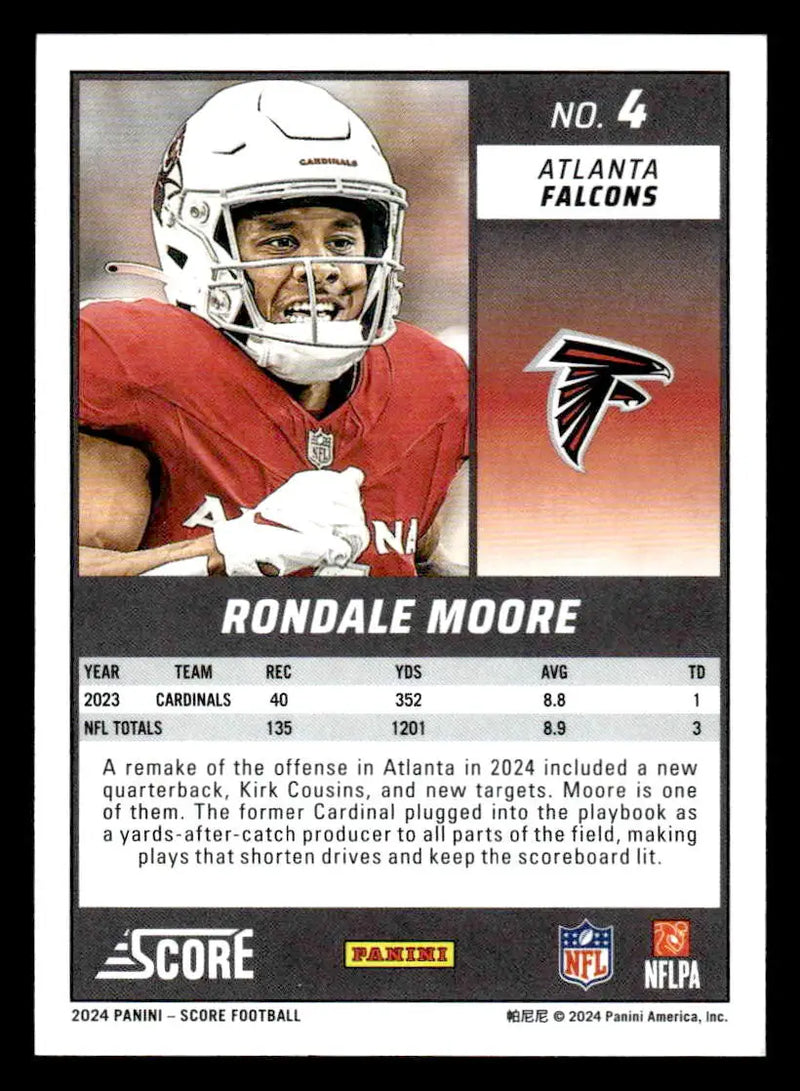 2024 Score #4 Rondale Moore - Football Card Single