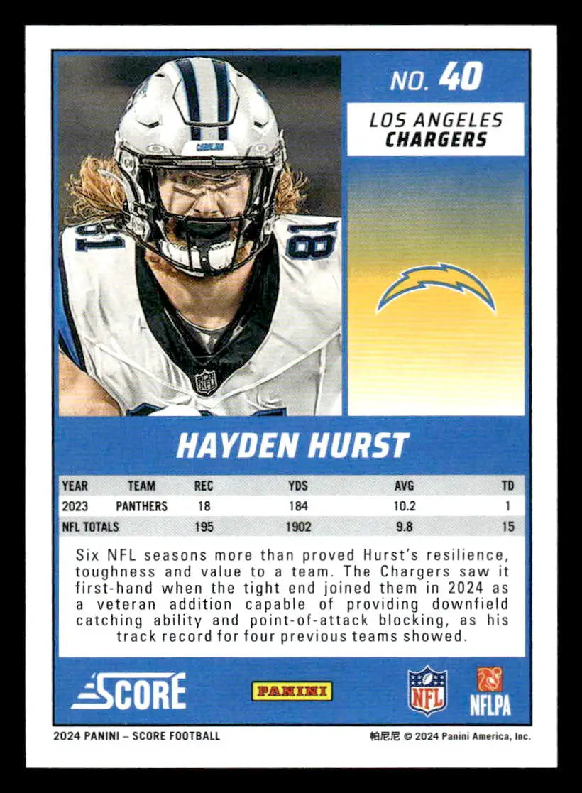 2024 Score #40 Hayden Hurst - Football Card Single
