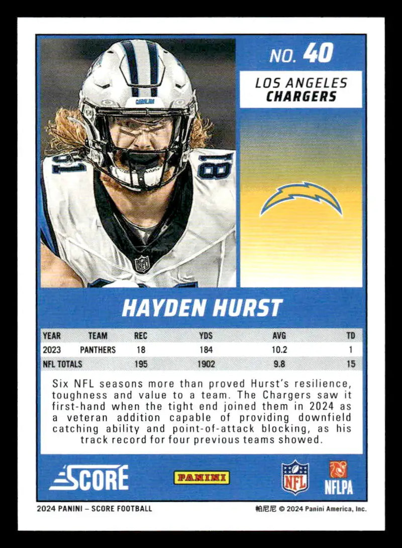 2024 Score #40 Hayden Hurst - Football Card Single